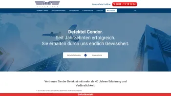 Website Screenshot: 1 A.-Detective Condor International GmbH -  Wir sind bundesweit vor Ort! Tel. kostenfrei 0800-8382000 - Detektei Condor » Detektivbüro mit Detektiven in Ihrer Nähe - Date: 2023-06-16 10:11:45
