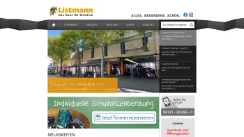 Website Screenshot: Listmann GmbH & Co. KG -  Das Haus  für Kreative - Listmann in Mainz, Wiesbaden, Koblenz, Aachen - Date: 2023-06-20 10:38:31