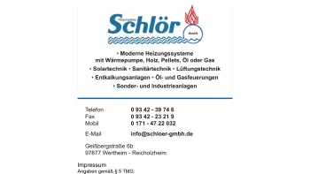 Website Screenshot: Schlör Heizungsbau GmbH -  Ihr  Meister-Betrieb für Wertheim - Date: 2023-06-20 10:40:14