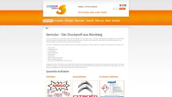 Website Screenshot: Sericolor Siebdruck GmbH - Sericolor: Siebdruck, Digitaldruck & Offsetdruck in Nürnberg - Date: 2023-06-20 10:40:23
