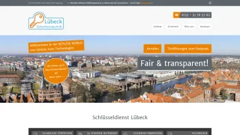 Website Screenshot: Sicherheitstechnik Lübeck - Ihr 24-Stunden Türnotdienst - Schlüsseldienst Lübeck - Date: 2023-06-20 10:42:28